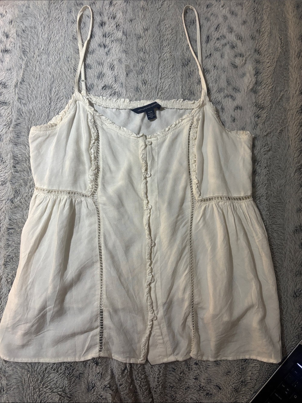 American Eagle  Ivory Spaghetti-Strap Button Front Cami